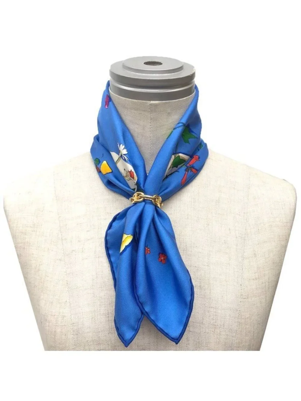 Hermes Scarf Carre 45 Des Fleurs Pour le Dire Flower Letter Blue